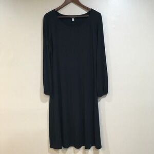J Jill Long Sleeve Midi Dress Womens S Black Classic Minimalist Neutral‎ Capsule